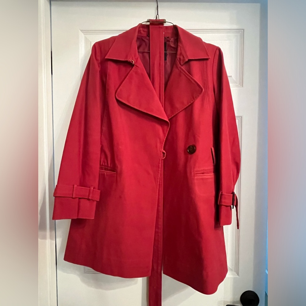 Talbot Belted Short Trench Coat Red Sz 10